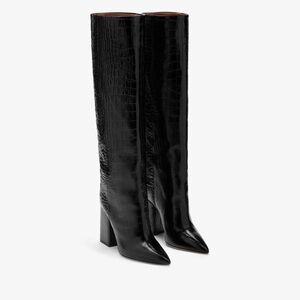 Paris Texas anja Croco block heel knee boots